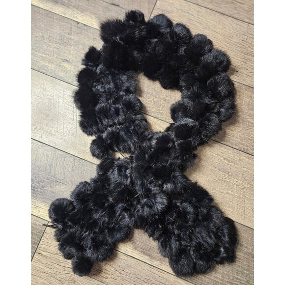 Valerie Stevens Pom Pom Scarf Rabbit Fur Made in Italy - Picture 2 of 6